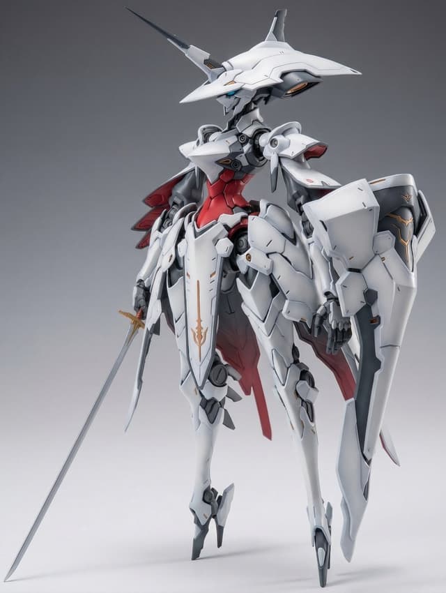 Game Asset - Full Armor Mecha Girl model kit concept prompt — output