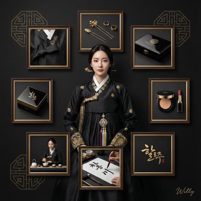 Luxury Black and Gold Korean Brand Identity Collage — output