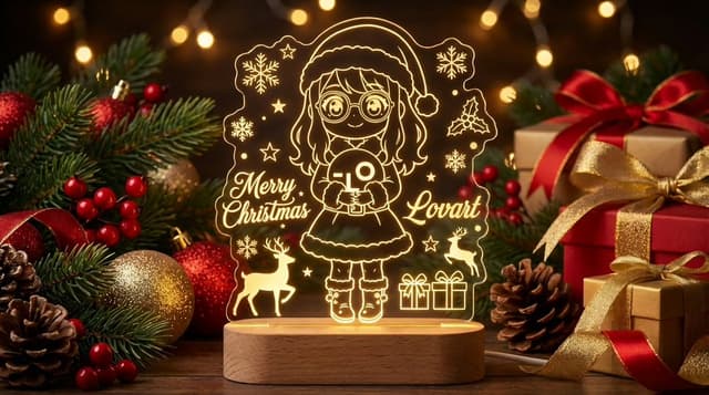 E-commerce Main Image - Laser Engraved Acrylic LED Stand Product Photography Prompt — output