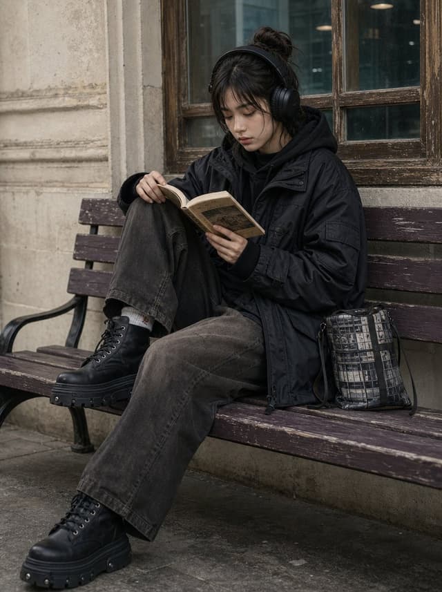 Social Media Post - All-Black Urban Reading Portrait — output