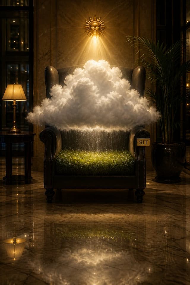 Comic / Storyboard - Surreal Weather Scene in Hotel Lobby — output