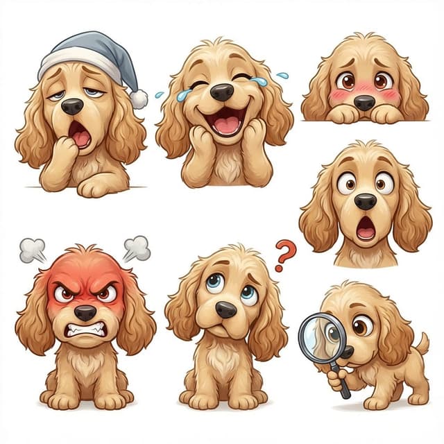 Infographic / Edu Visual - Kid-Friendly Emotion Illustrations (Cartoon Dog) — output