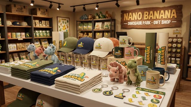 E-commerce Main Image - Dinosaur Park Gift Shop Merchandise Display — output