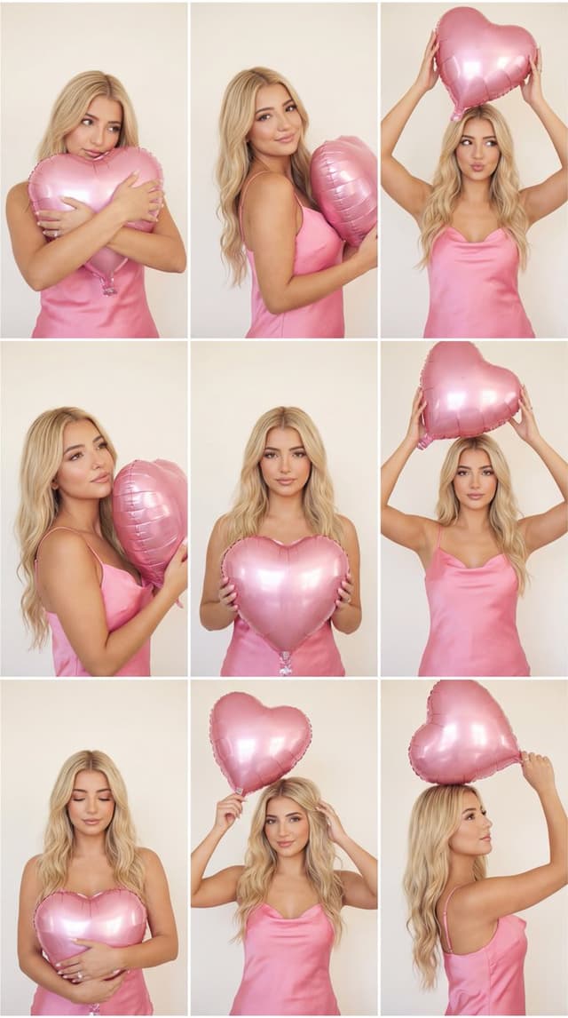 Social Media Post - 3x3 Editorial Grid with Pink Heart Balloon and Identity Lock — output