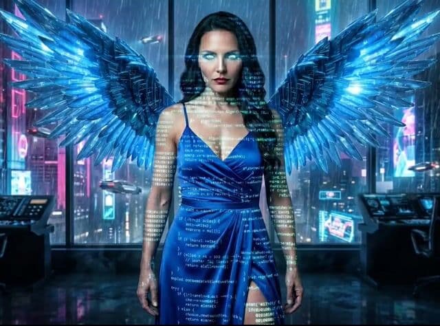 Goddess Flying Over City — cover