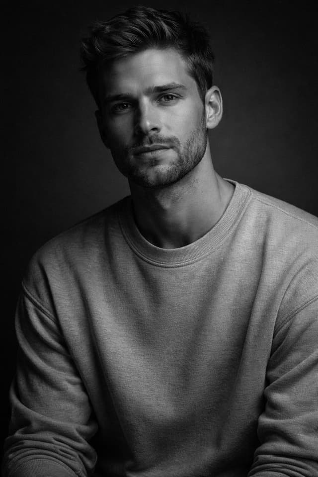 High-Contrast Monochrome Studio Portrait of a Man — output