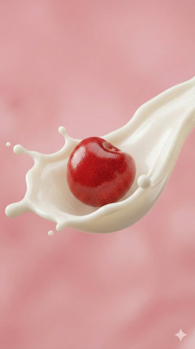 E-commerce Main Image - Ultra-Macro Cherry in Milk Splash — output