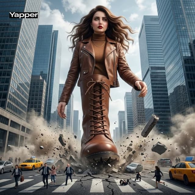 Game Asset - Giant Woman City Walk Video Prompt — output