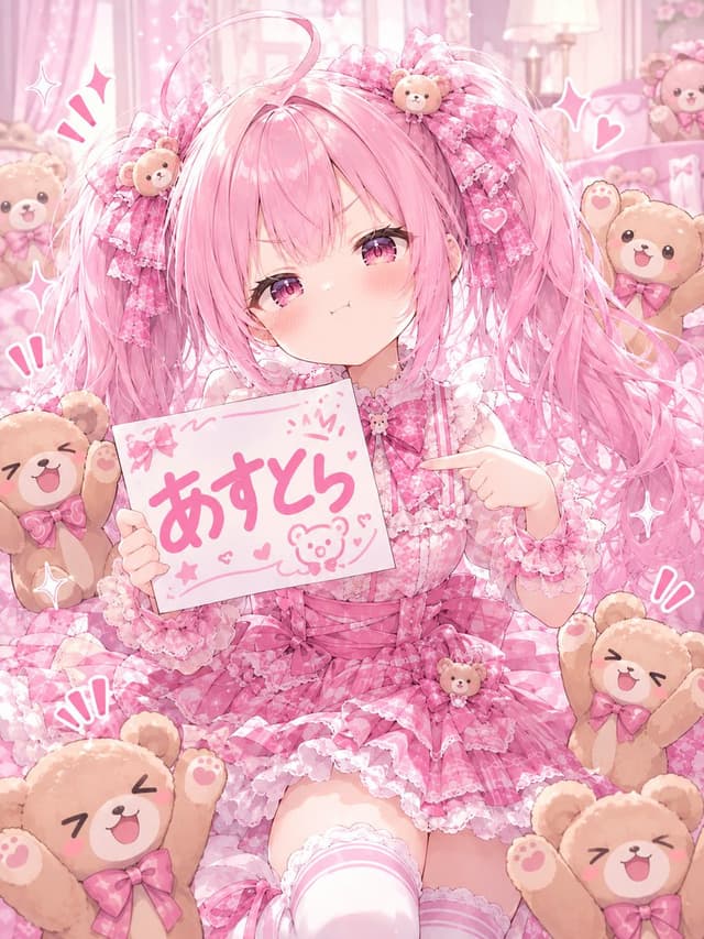 Profile / Avatar - Pink Kawaii Anime Girl With Teddy Bears — output