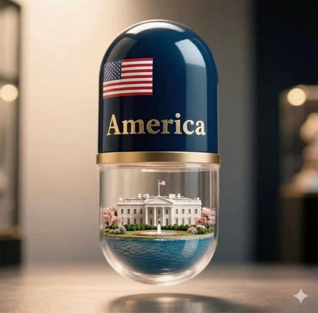 E-commerce Main Image - Giant Pharmaceutical Capsule with White House Miniature — output