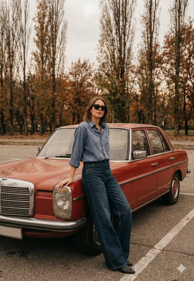 Old Money Cinematic Portrait with Vintage Sedan — output