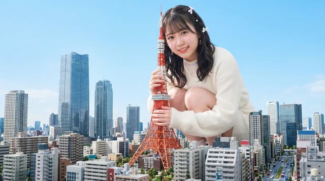 Giant Hugging Tokyo Tower Photo Prompt — output