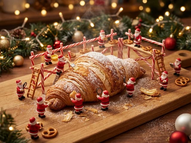 Christmas Miniature Food Diorama Prompt (Croissant Workshop) — output