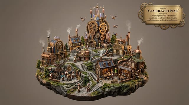 Game Asset - Whimsical Mono-Punk Floating Miniature Diorama Generator — output