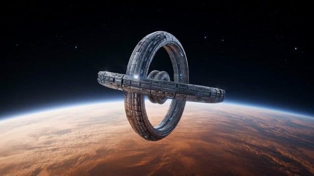 Space Station Orbiting Gas Giant — cover