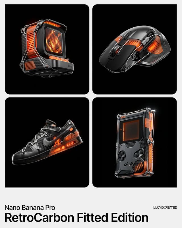 E-commerce Main Image - RetroCarbon Levitating Product Void Prompt — output