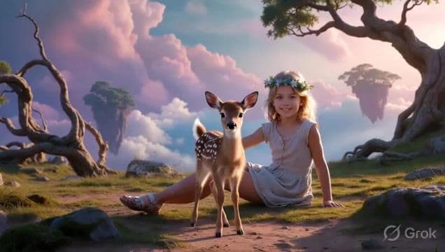 Kids and Deer in Meadow — cover