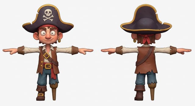 Game Asset - 3D Pirate Character in T-Pose for Modeling — output