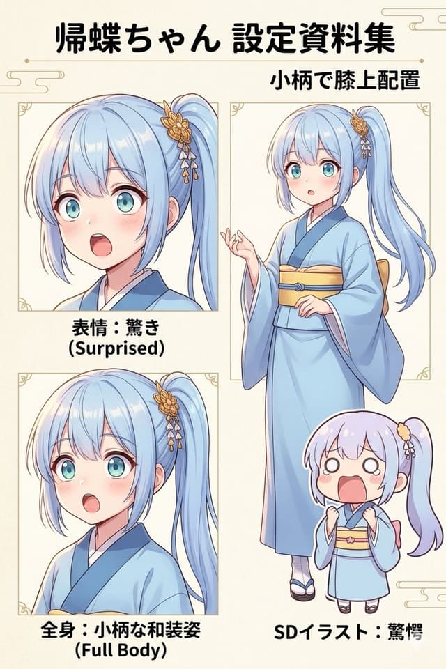 Game Asset - Japanese Anime Character Sheet Prompt — output