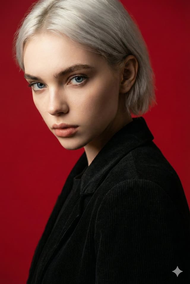 Cinematic Red Backdrop Portrait Prompt — output