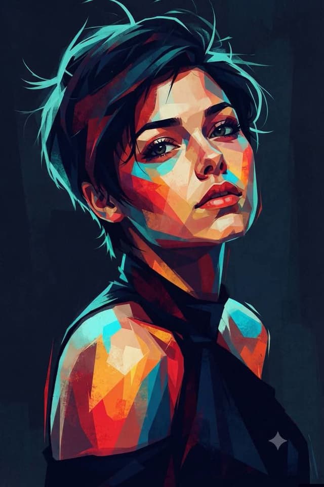 Geometric Cubist Portrait Illustration — output