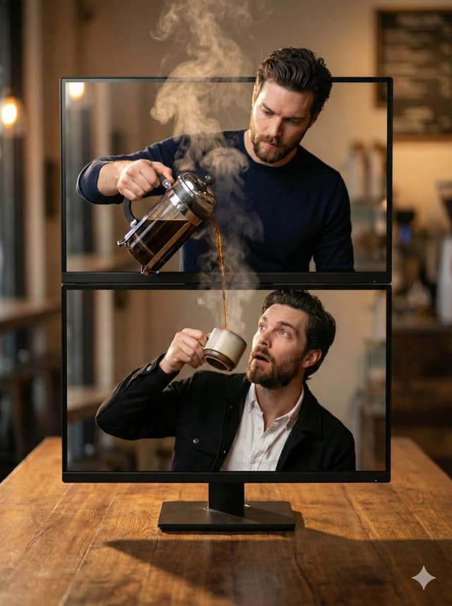 Coffee Pouring Cinematic Artwork (Dual Monitor) — output