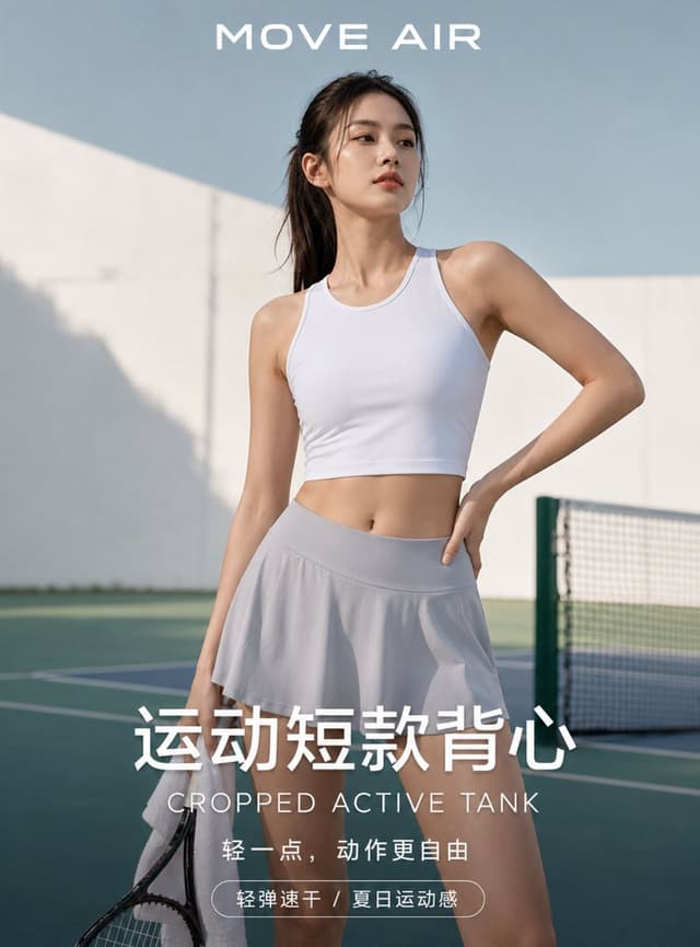 Product Marketing - Tennis Court Activewear Fashion Poster — output