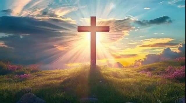 Video prompt for joyful and natural movement of clouds and sunlight around a cross — cover