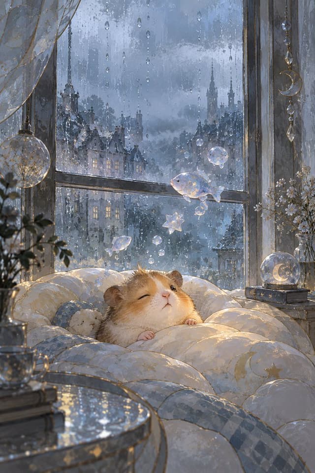 Comic / Storyboard - Rainy Morning Hamster Glass Art — output