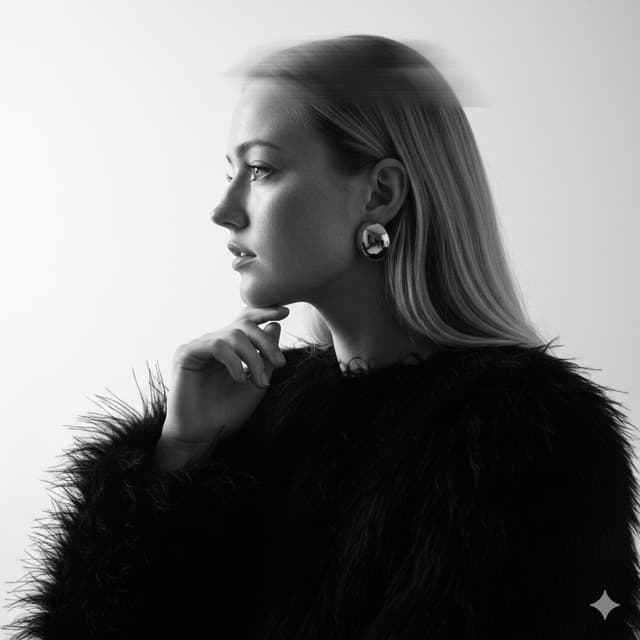 Black-and-White Surreal Editorial Portrait Prompt — output
