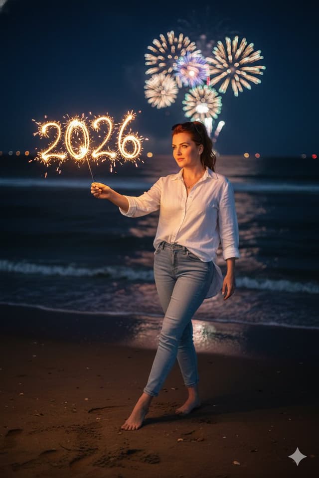 Romantic Cinematic New Year 2026 Beach Night Scene — output
