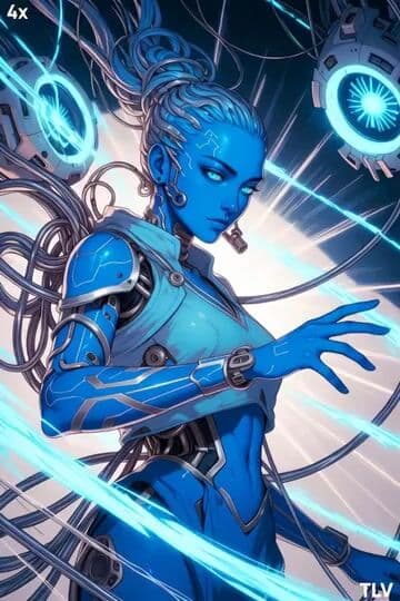 Futuristic Blue Humanoid Tech Evolution — cover