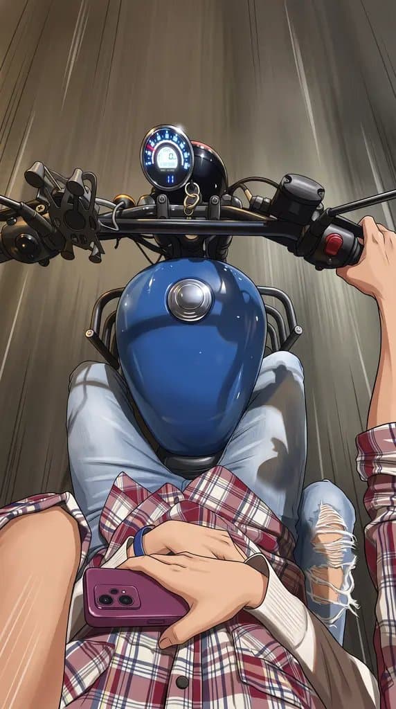 Comic / Storyboard - Motorcycle POV Anime Illustration — output