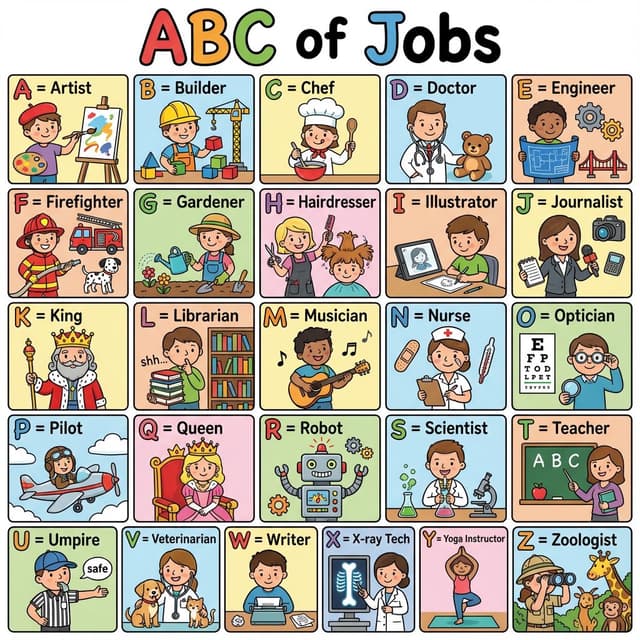 Colorful 'ABC of Jobs' Educational Poster — output