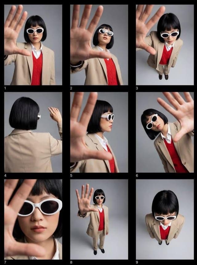 Editorial Fashion Contact Sheet in 3x3 Grid — output