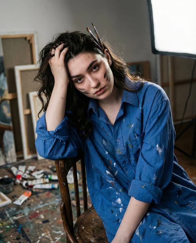 Chiaroscuro Portrait of an Exhausted Artist — output