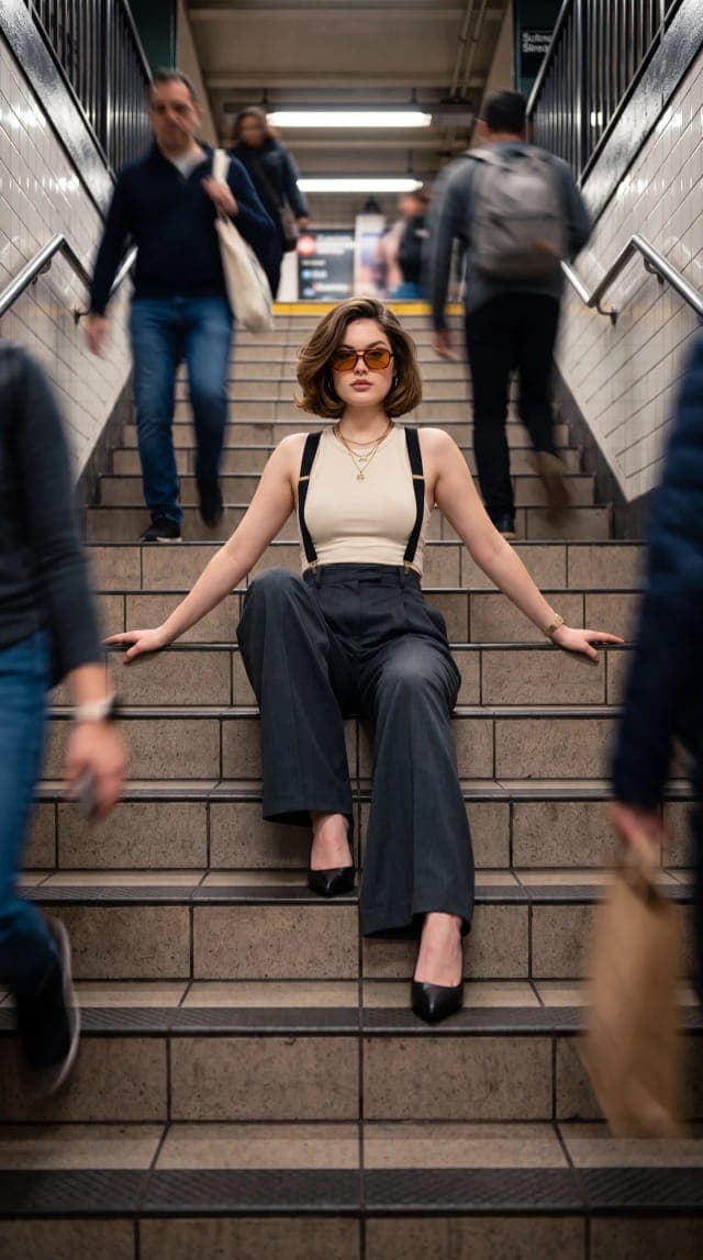Social Media Post - Subway Staircase Fashion Portrait — output