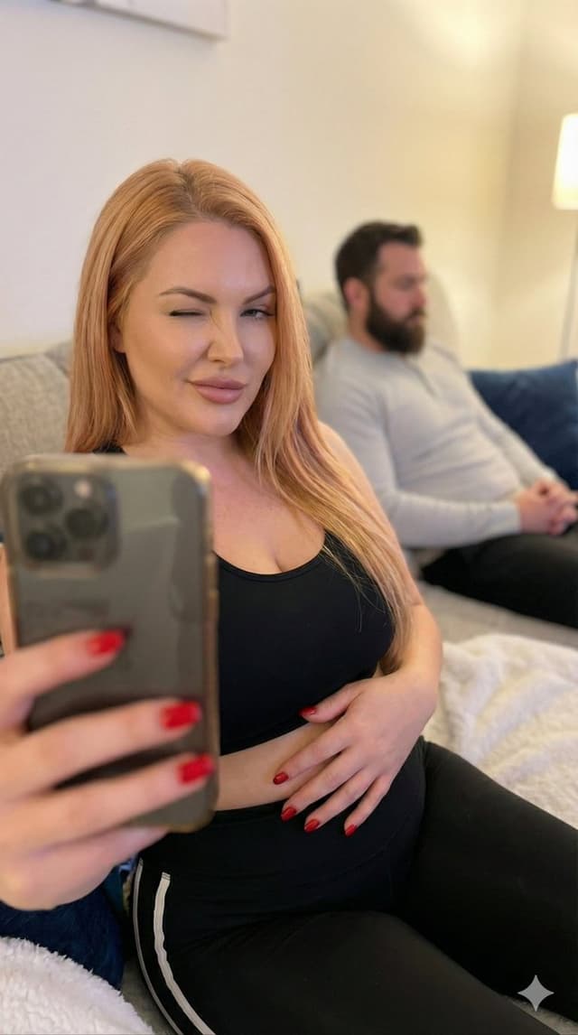 Profile / Avatar - Pregnant Selfie with Unimpressed Partner — output
