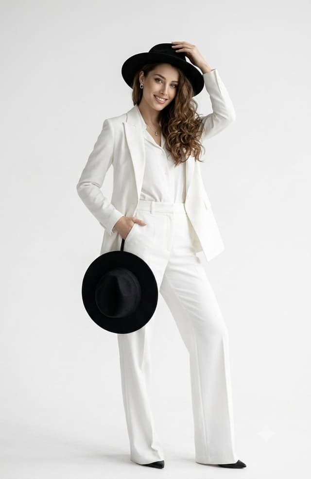 Profile / Avatar - Elegant White Pantsuit Studio Portrait — output