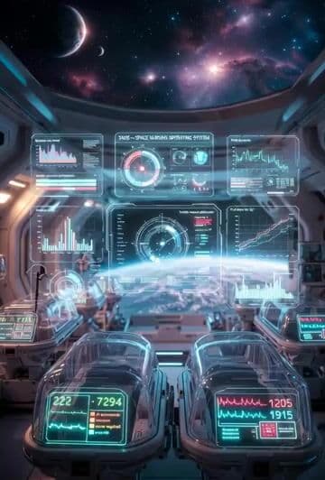 Futuristic deep space healthcare facility video prompt — cover