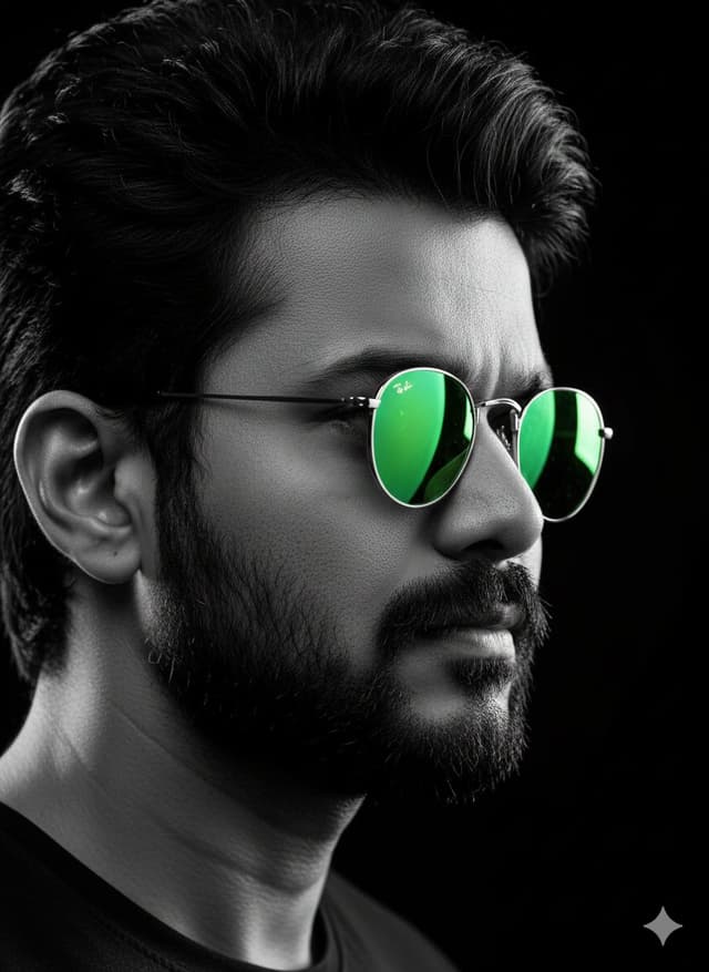 Profile / Avatar - Cinematic B&W Portrait with Selective Emerald Color — output