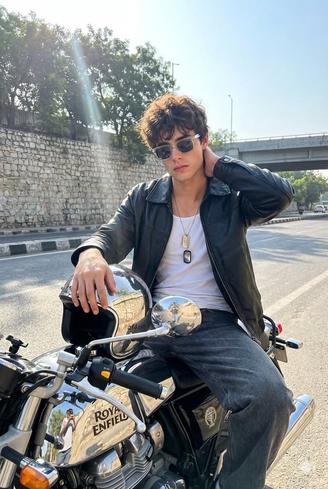 Candid Motorcycle Portrait with Face Swap Prompt — output