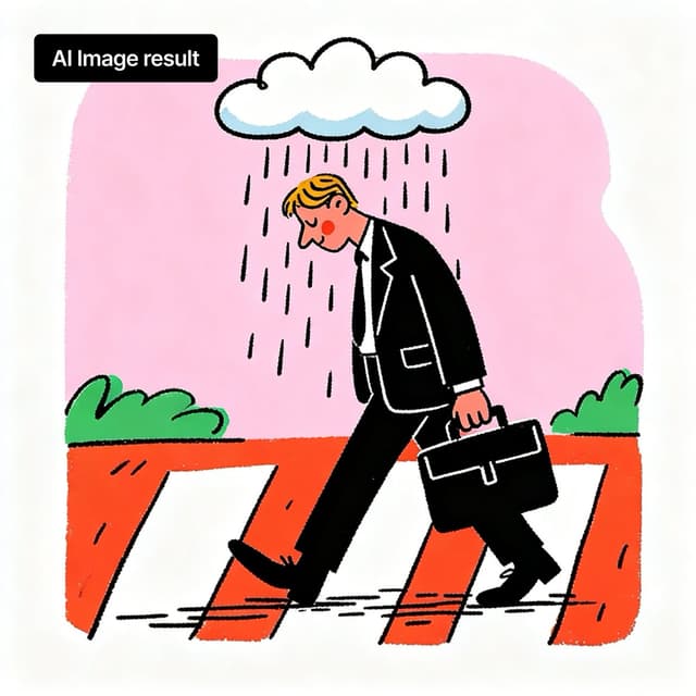 Infographic / Edu Visual - Branded Rainy Office Worker Illustration — output