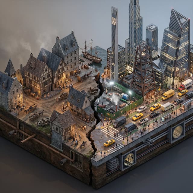 Infographic / Edu Visual - Split-Era Urban Diorama Generation Prompt for Nano Banana Pro — output