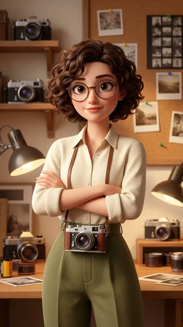 Game Asset - Stylized 3D Animated Female Photographer Character (Pixar Style) — output