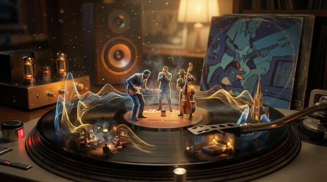 Surreal Vinyl Record Mid-Play Visualization — output