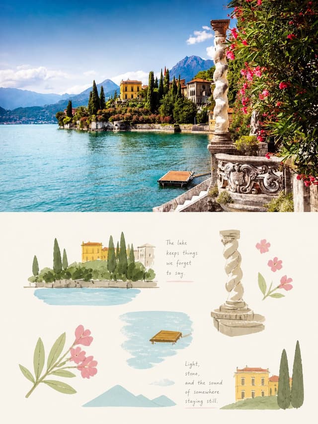 Social Media Post - Lake Como Photo and Gouache Diptych — output