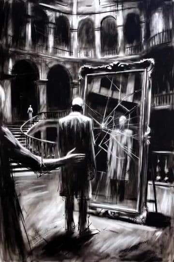 Surreal Charcoal Mirror Scene — cover