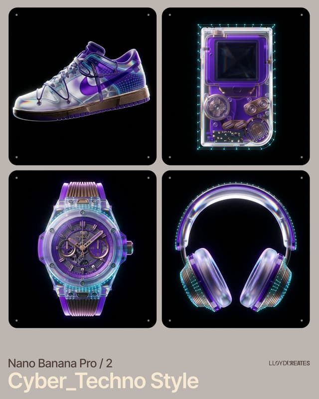 E-commerce Main Image - Cyber-Techno Product Shot in Void with Prismatic Effects — output