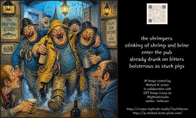 Social Media Post - Boisterous Shrimpers Entering Pub — output